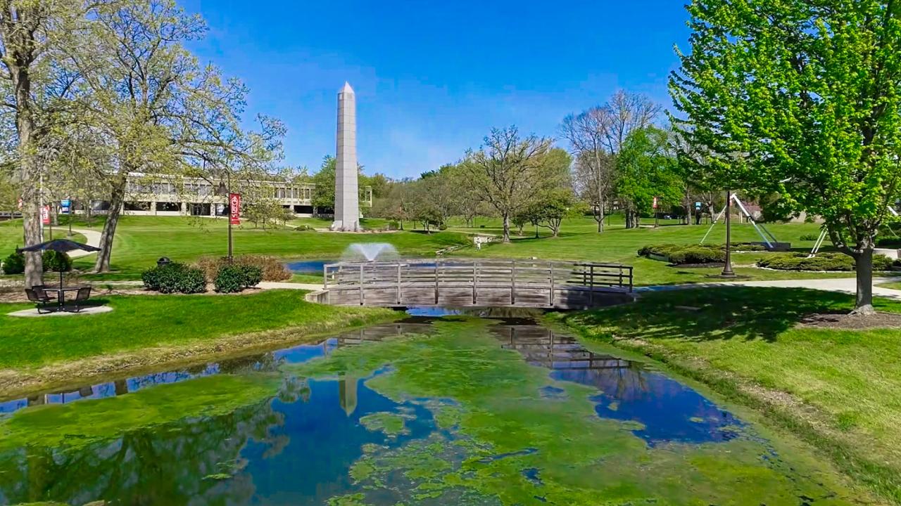 View of the Newark campus taken from drone footage